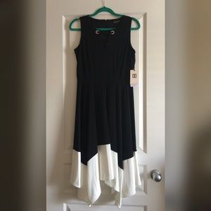 Colorblocked Handkerchief Hem Dress